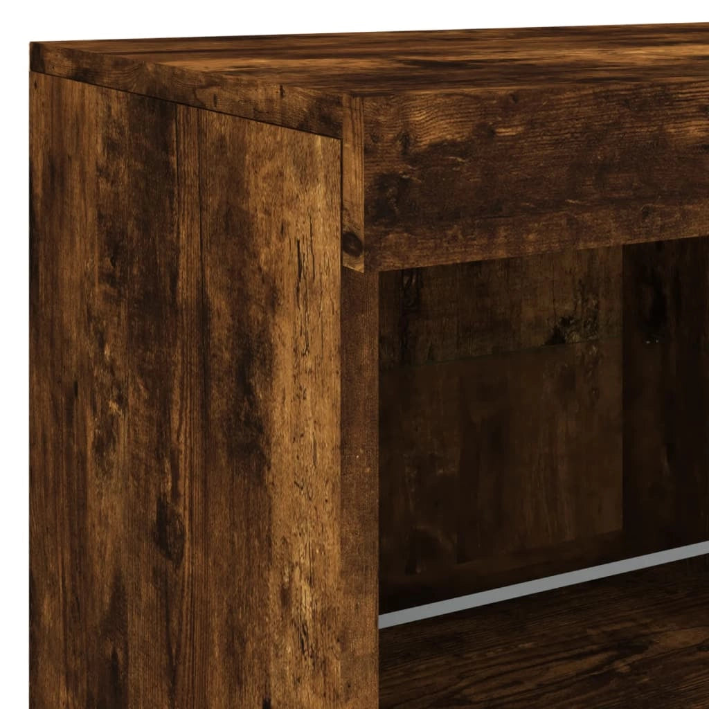 Credenza cassettiera armadio mobile contenitore organizer per cucina soggiorno salotto con luci LED 81 x 37 x 67 cm marrone 02_0029895