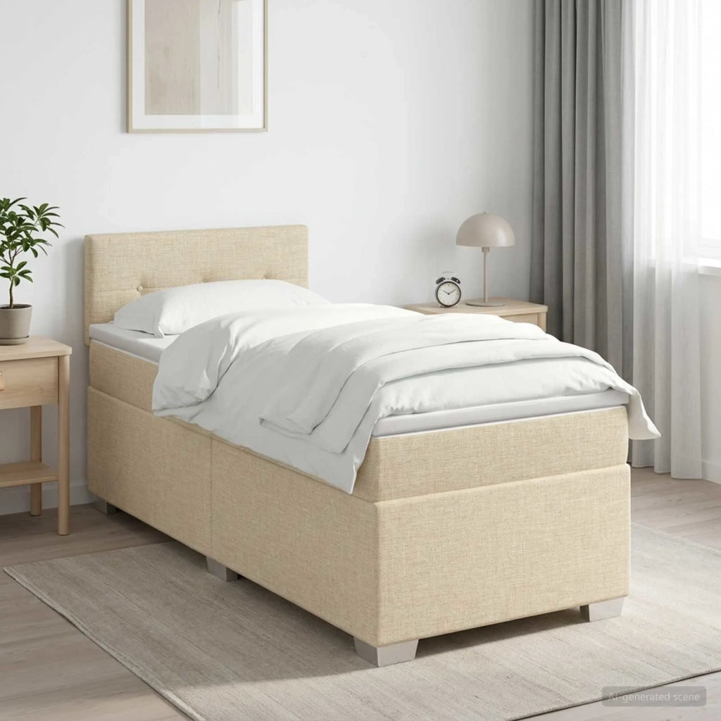 Letto box spring con materasso Crema 100 x 200 cm Tessuto 3450416