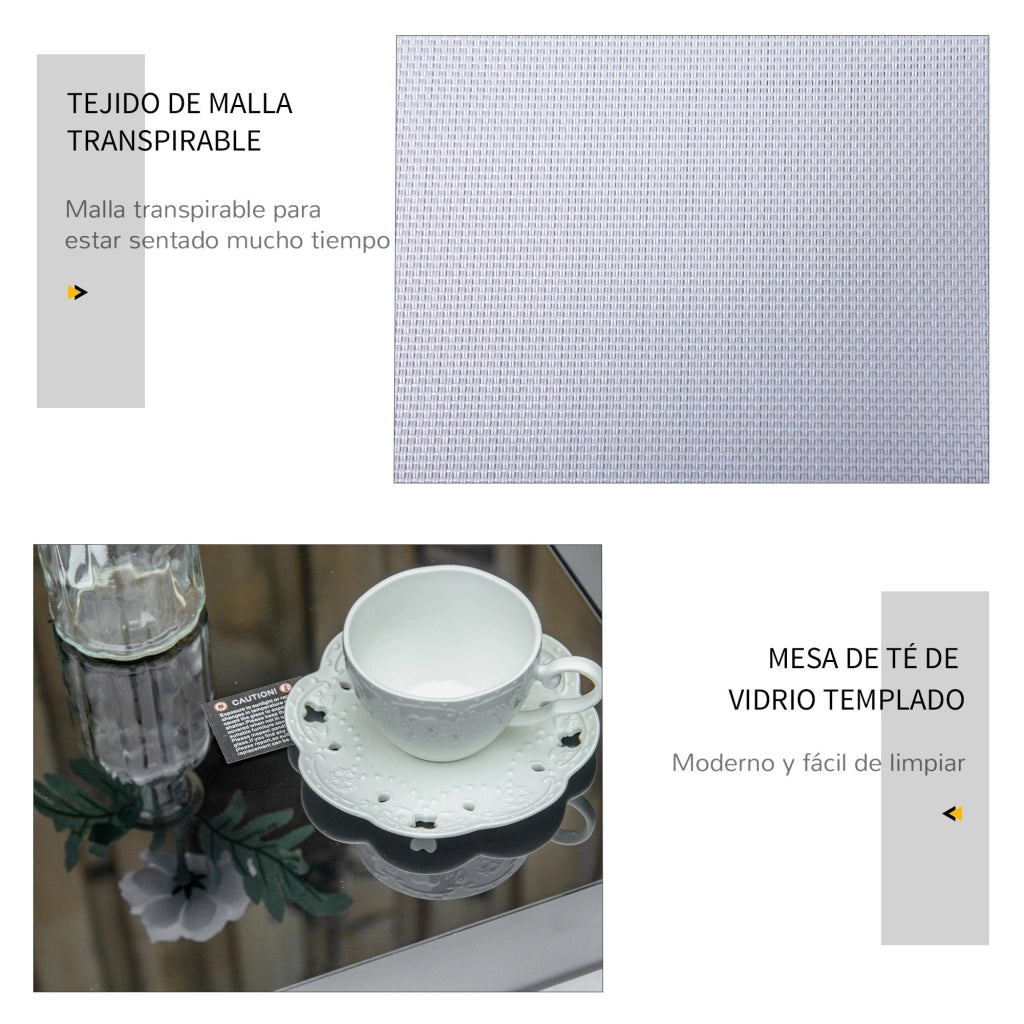 Set 2 Poltrone Relax con Tavolino ¨C zephmum ¨C Grigio, PolyRattan, 59x169x66 cm