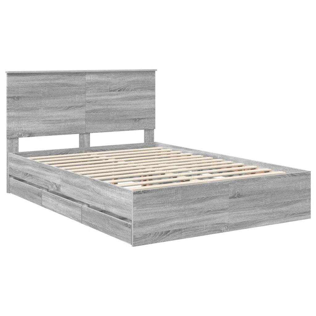 Struttura del letto con cassetto Grigio Sonoma 150 x 200 cm