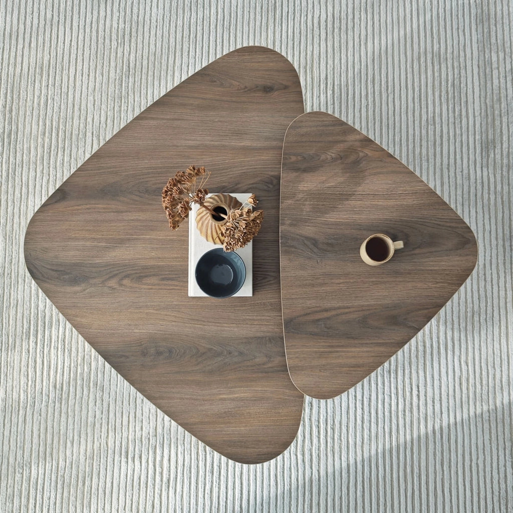 Saraceno, Tavolino da Salotto Modulabile, 90x60x35h cm Marrone Noce