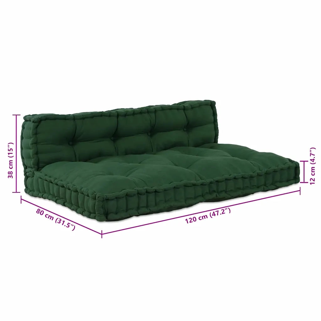 Cuscino per Divano Pallet 2 pz | Cuscini per sedie Verde 120 x 80 x 38 cm Tessuto