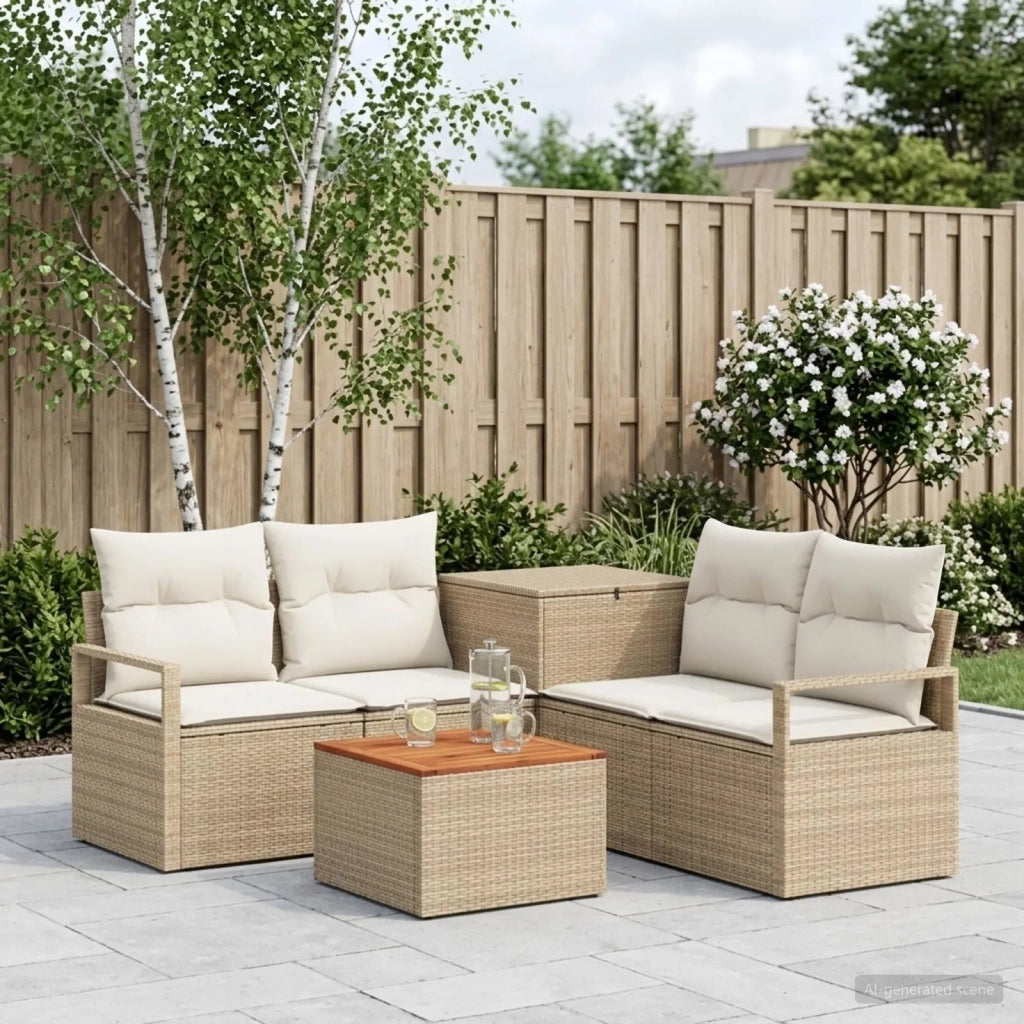 Set di divani 6 pz Beige e Bianco Crema 3447256
