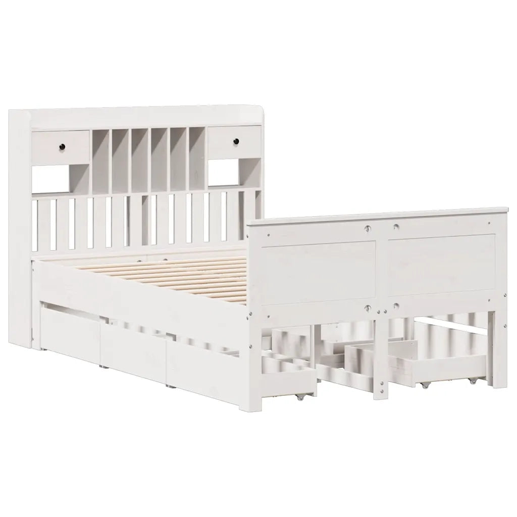 Letto Libreria senza Materasso Bianco 135x190 cm Legno di Pino 3308937