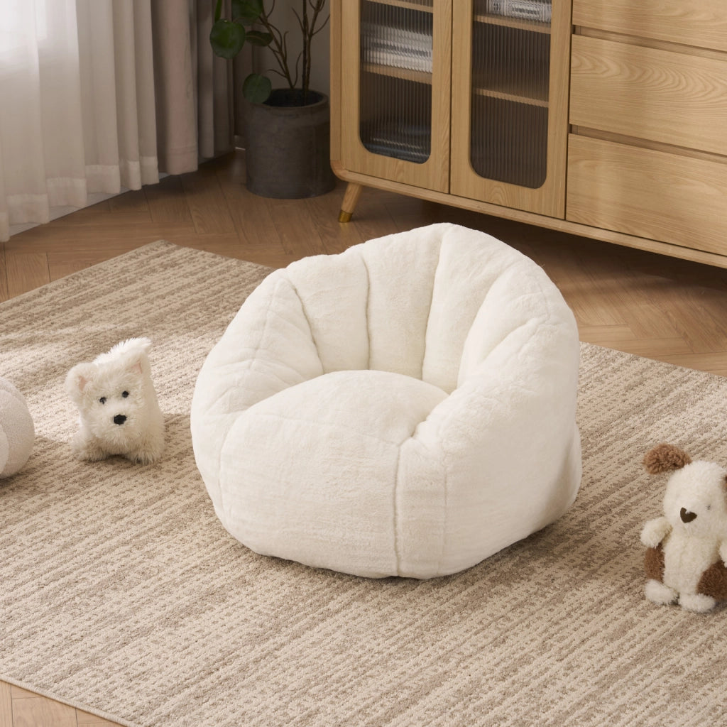 Pouf in peluche morbido ergonomico per bambini con supporto per schiena e vita, per gioco lettura relax beige