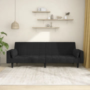 Divano Letto a 2 Posti con 2 Cuscini Nero in Velluto 375850