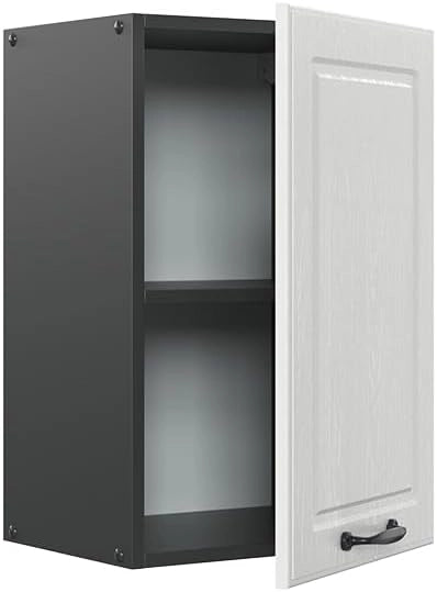 Pensile da cucina R-Line, Bianco casa di campagna, 40 cm, per la libera combinazione all'interno di sistemi cucina modulari