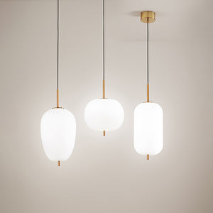 Sospensione Contemporanea Cirro Metallo Oro Vetro Bianco Led 24W 3000K D27