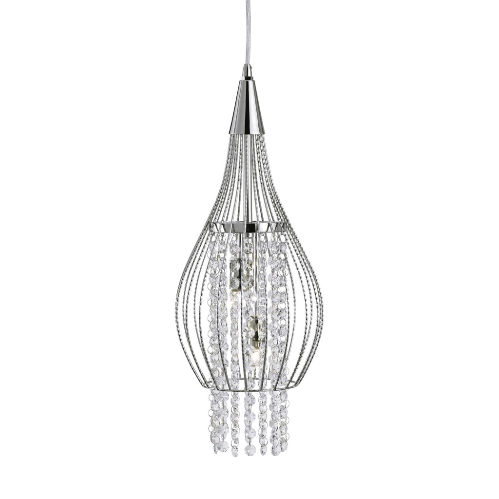 Lampadario Classico Razzo Acciaio Cromo Vetro 2 Luci G9