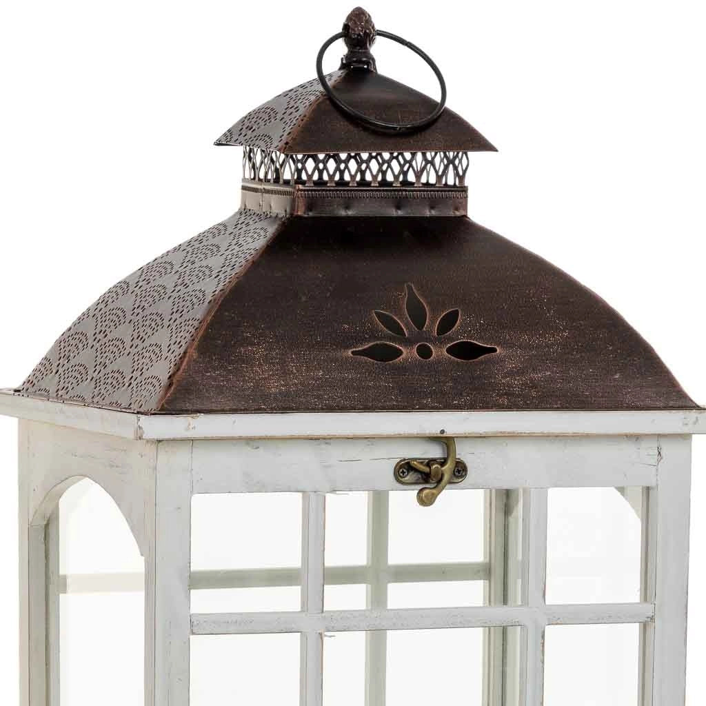 Lanterna in legno bianco 32x26x92h cm