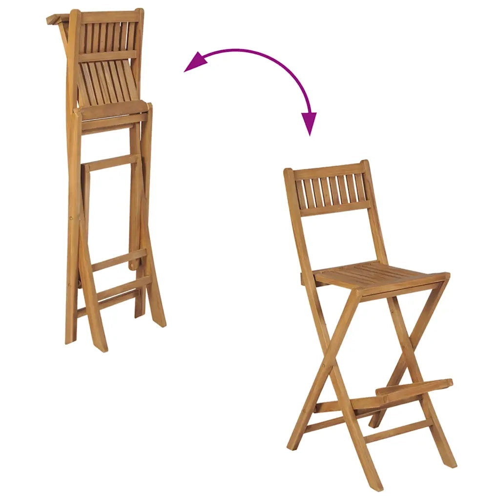 Sgabelli da Bar da Esterno Pieghevoli 2 pz in Massello di Teak 43806