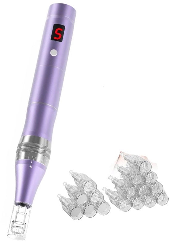 Dermapen Microneedling Apparecchiatura Senza Fili - Apparecchio per Mesoterapia - Dispositivo per il Rinnovamento Cutaneo per la Curà della Pelle del Viso, Anti-Invecchiamento e Cicatrici - Cura della Pelle - 16 Cariche per Dermapen