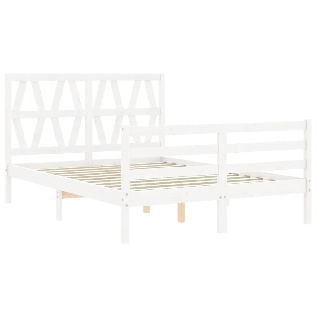 Giroletto con Testiera-Struttura Letto con testiera Bianco 120x200 cm in Legno Massello 610228