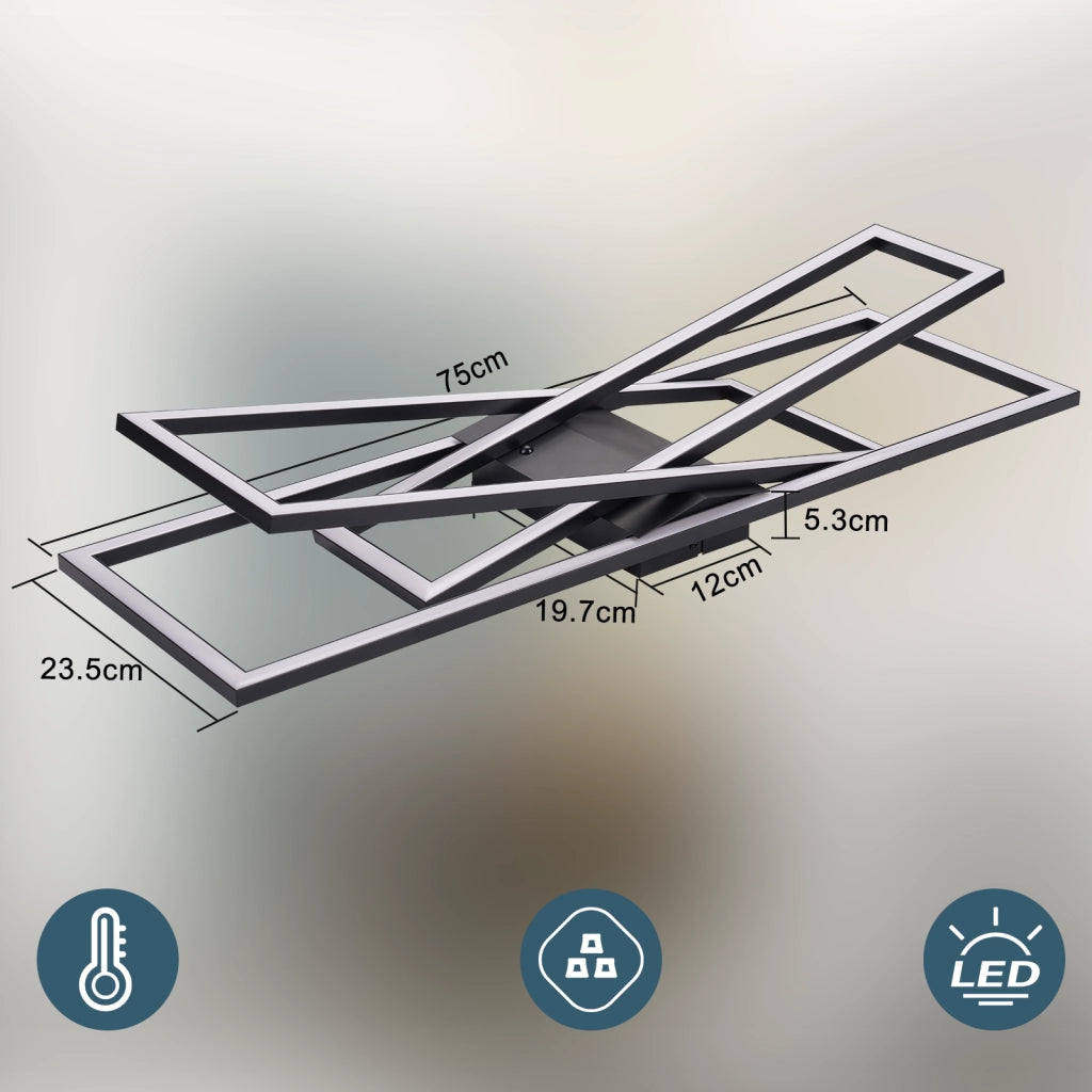 ZMH Lampada da soffitto plafoniera LED 45W nera dimmerabile per camera letto soggiorno cucina sala pranzo
