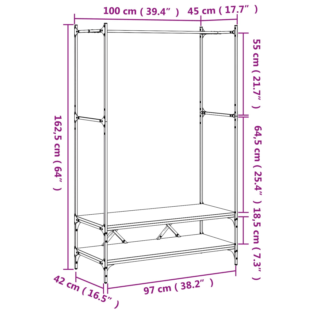 Appendiabiti con Scaffali Nero in Legno Multistrato CFW3042431