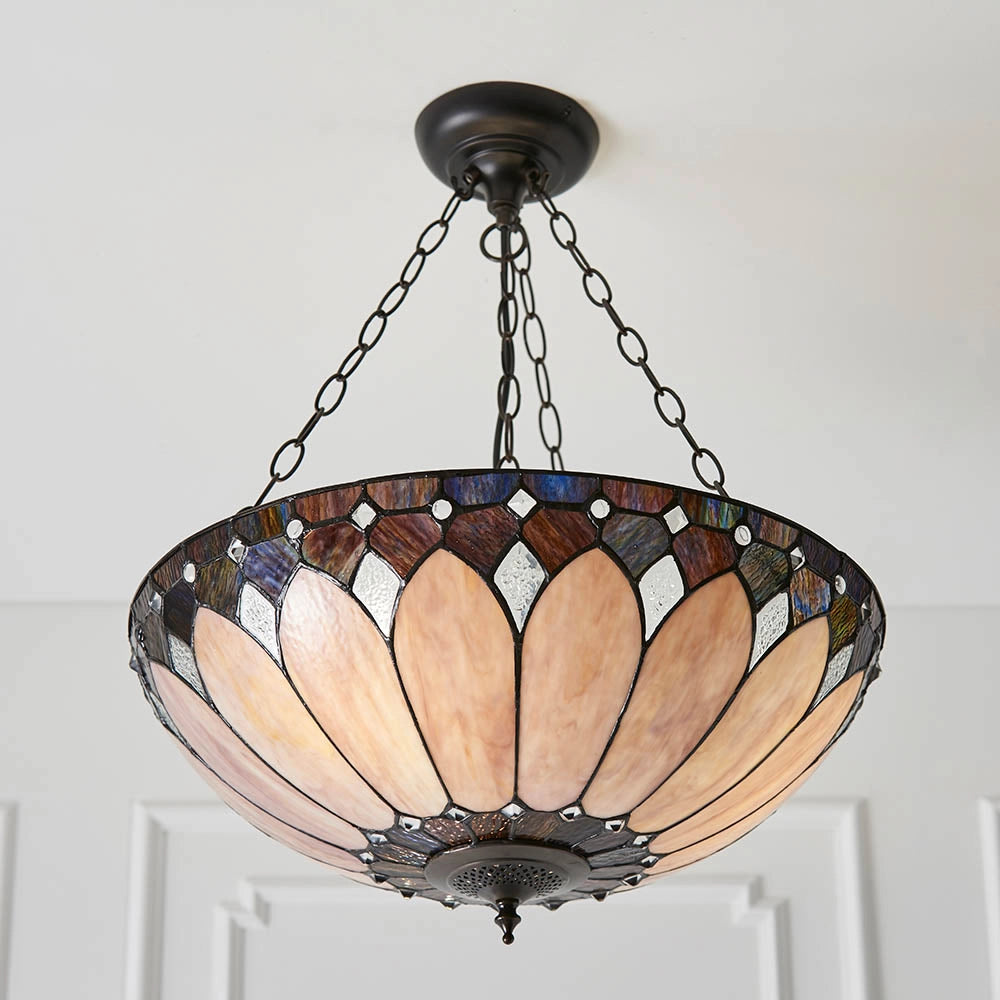 Lampadario Tiffany Brooklyn vetro multicolore 3xE27 60W