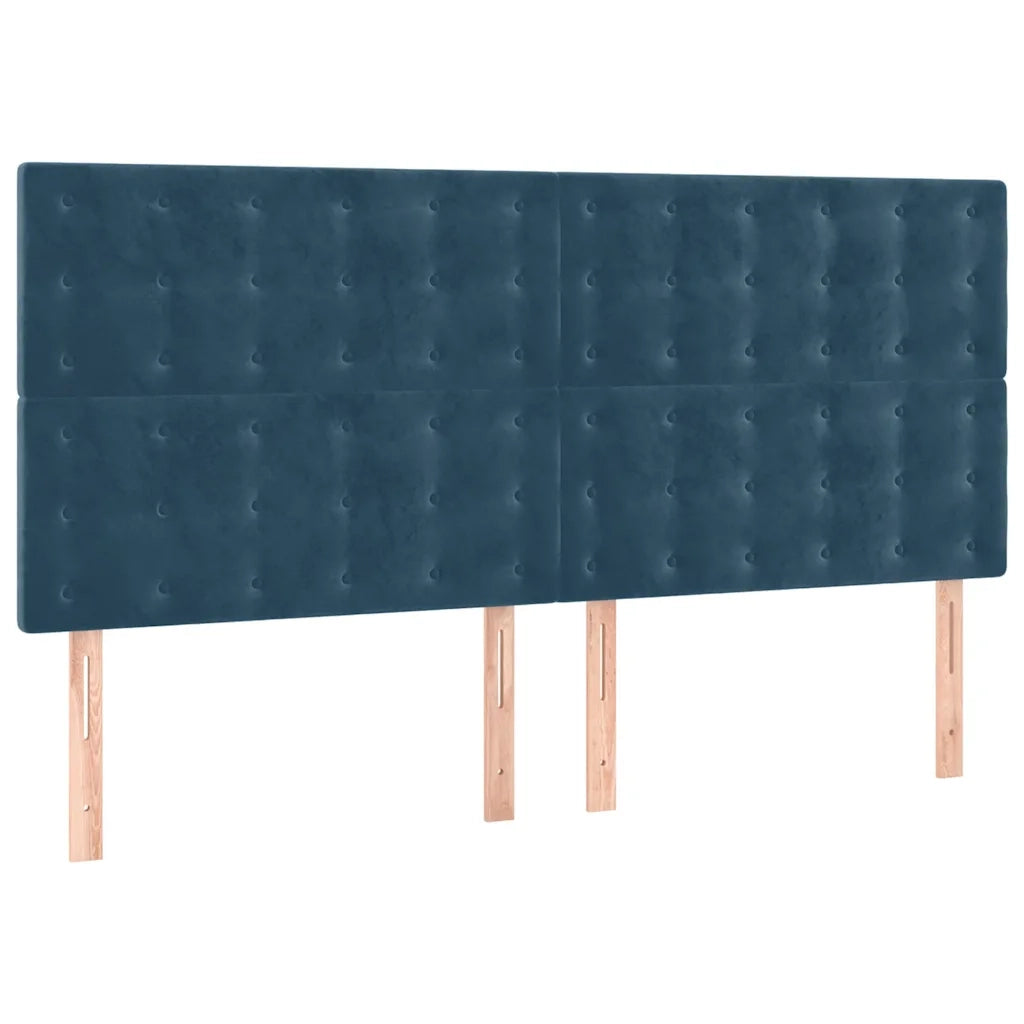 Giroletto a Molle con Materasso Blu Scuro 160x200 cm in Velluto