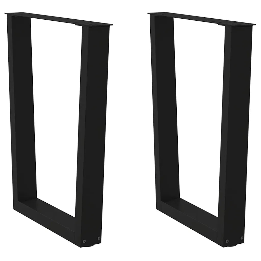 Gambe per tavolo da pranzo a forma di V 2 pz nere 70x(72-73,3) cm in acciaio