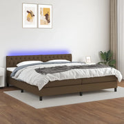 Letto a Molle Materasso e LED Marronescuro 200x200cm in Tessuto 3133424