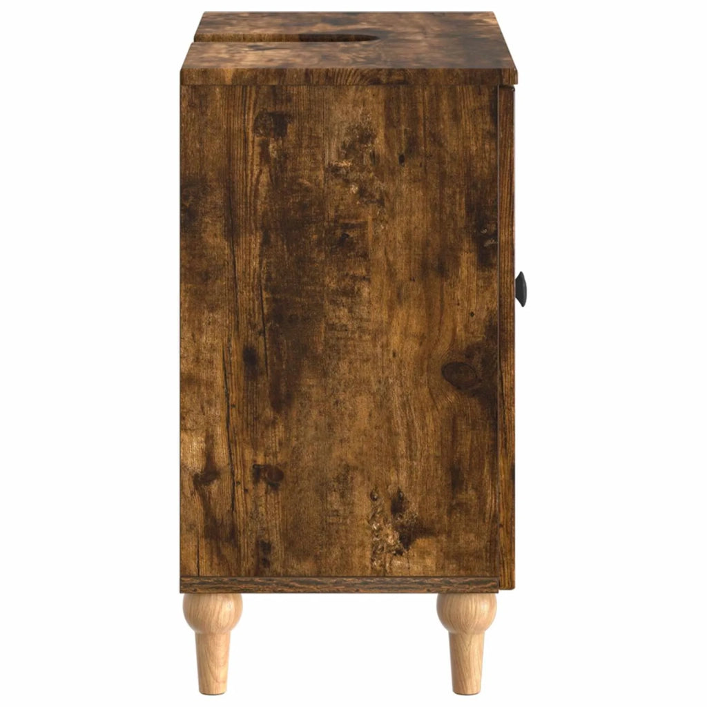 Armadio per Lavabo da Bagno ALKMAAR Rovere Fumo 896130