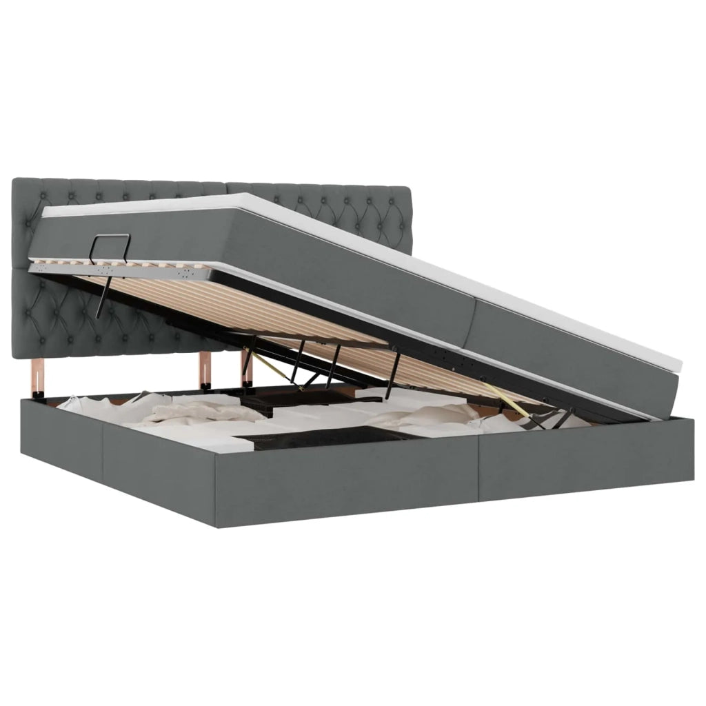 Letto con contenitore e materasso Grigio scuro 200 x 200 cm 3371866