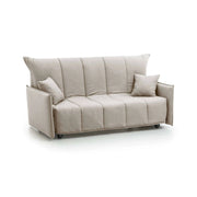 Divano Letto Ardis, Divano a 3 posti, Made in Italy, SofÒ  Soggiorno con apertura a carrello con apertura a carrello, in tessuto imbottito, con Braccioli standard, cm 190x90h85, colore Beige