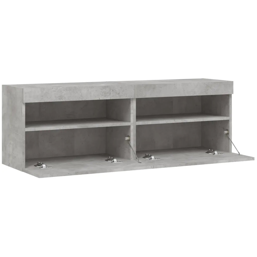 Mobili TV a Parete con Luci LED 2pz-Set di 2 Credenza per TV sospesa Grigio Cemento 60x30x40 cm
