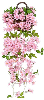 Decorazione a forma di fiori pendenti - Fiori artificiali rosa - Fiori di plastica per donne - Decorazione per interni/esterni - Lunghezza 1 metro - Tessuto/plastica