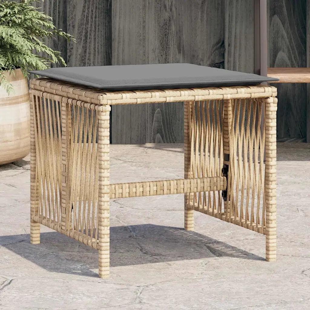 Sgabelli Giardino Cuscini 4 pz Beige Misto 41x41x36cm Polyrattan CFW4921752