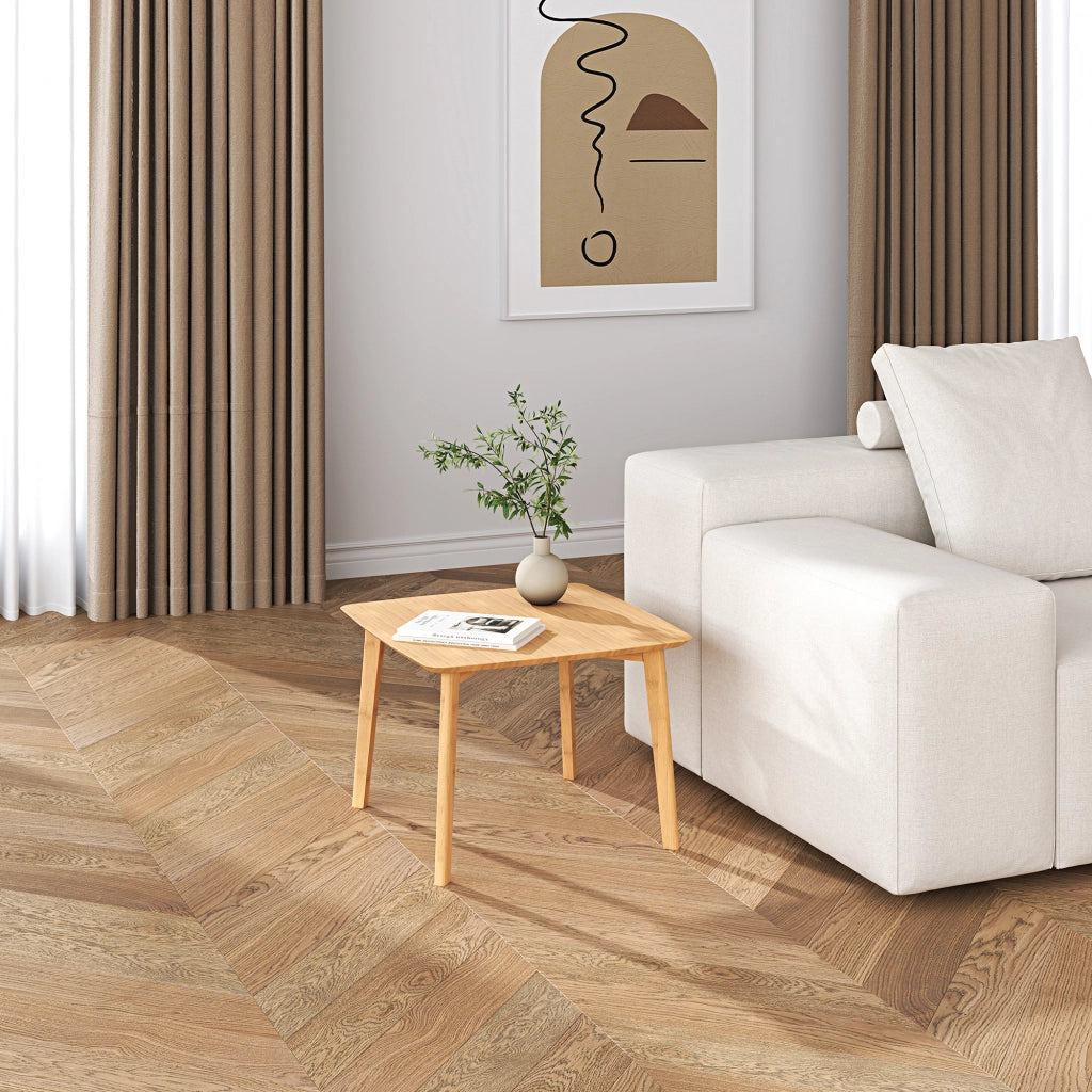 Tavolino Haad in Bambù con Piano Quadrato 45x50x50 cm Naturale [en.casa]