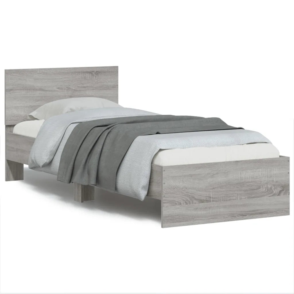 Giroletto con Testiera Grigio Sonoma 90x200cm Legno Multistrato 838629