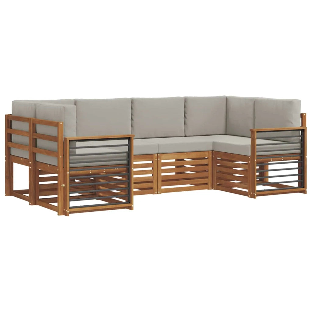 Set divano sezionale con cuscino 6 pcs Grigio Naturale e Chiaro