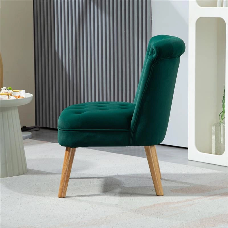 POLTRONA PER SALOTTO IN VELLUTO CON SEDUTA IMBOTTITA E TRAPUNTATA A BOTTONI 60X66X79 CM VERDE