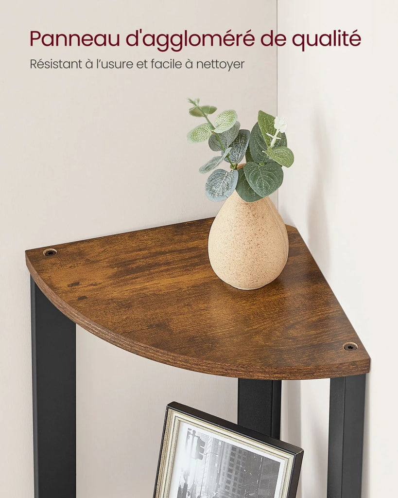 Libreria angolare retrò 34 x 34 x 125 cm mobile contenitore angolare a 4 ripiani per casa soggiorno camera da letto balcone marrone 12_0005630