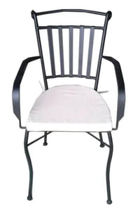 Sedia con braccioli in ferro battuto impilabile pisa con cuscino