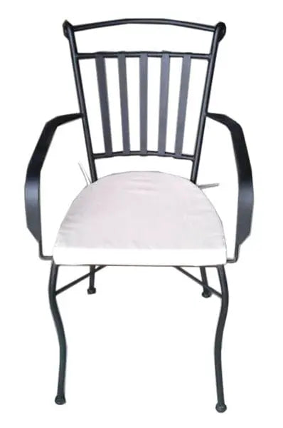 Sedia con braccioli in ferro battuto impilabile pisa con cuscino
