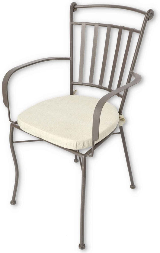 Sedia con braccioli in ferro battuto impilabile pisa con cuscino