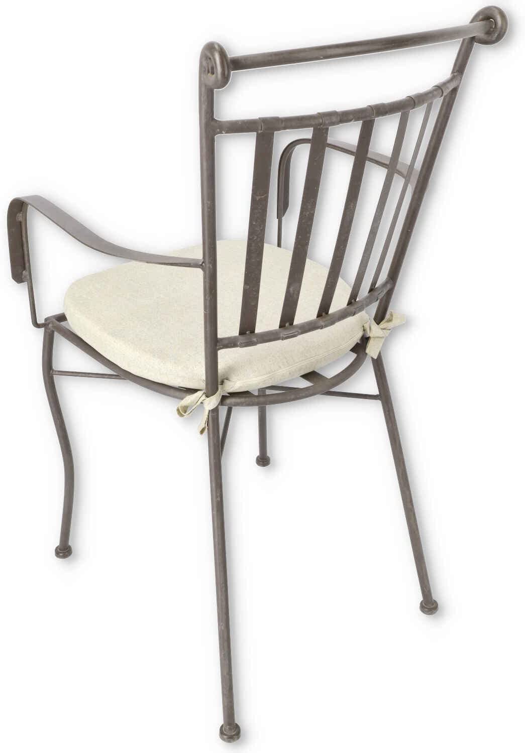 Sedia con braccioli in ferro battuto impilabile pisa con cuscino