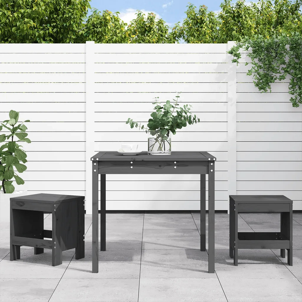 Set da Bistrot da Giardino 3pz | Set Salotto da Giardino Grigio in Legno Massello di Pino