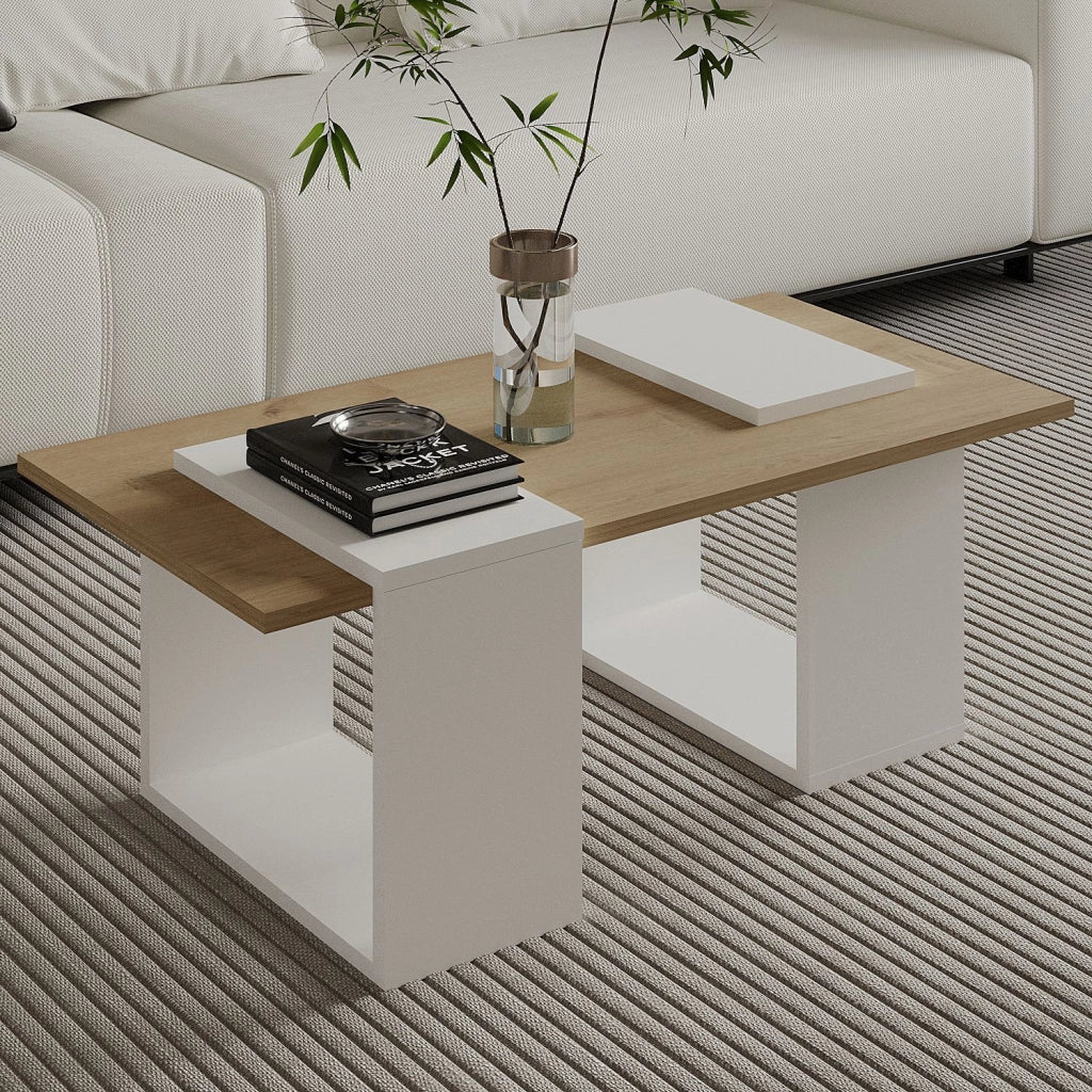Tavolino in legno "Matris" - 90 x 46 x 37 cm - Bianco
