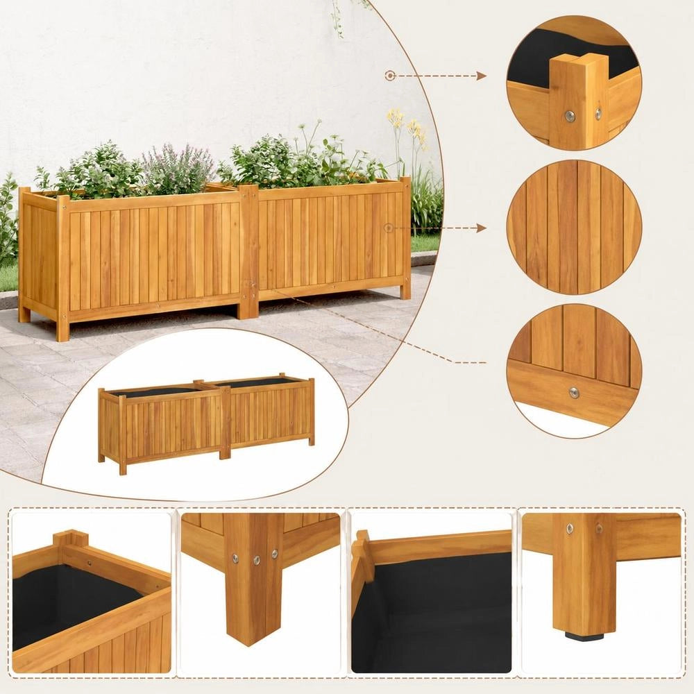 Plant Pot With Insert 153x38.5x50 Cm Solid Acacia Wood