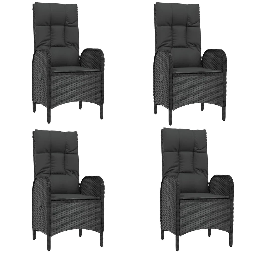 Set da Pranzo da Giardino 5 pz Nero con Cuscini in Polyrattan 3185169