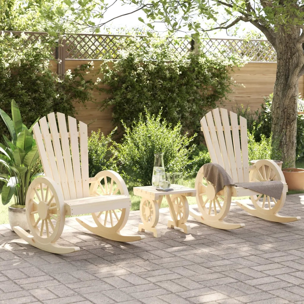 Set Salotto da Giardino 3 pz in Legno Massello di Abete