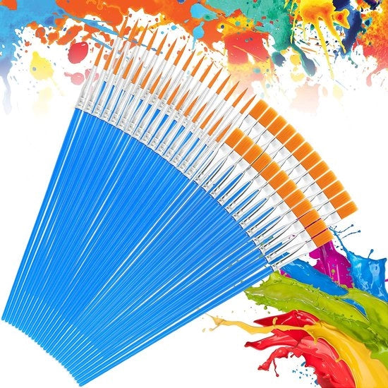 Set di pennelli 150 pezzi - pennello a spazzola - set di pennelli con setole sottili e larghe - vernice acrilica/aquarello - manico comodo - pennelli a spazzola