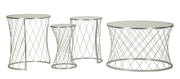 TAVOLINETTI NOAH SILVER SET 4 PZ CM Ø 70X45-47X54,5-36x50-28x45