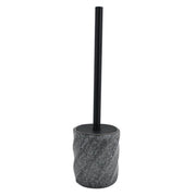 Trade Shop - Portascopino Arredo Da Bagno Wc Toilette Rigato Marmo Nero Con Scopino Completo 87797 -