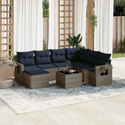 Set Divani da Giardino 8 pz con Cuscini Grigio in Polyrattan 3220510