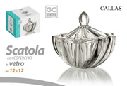 Scatola Porta Bon Bon Decorativa in Vetro con Coperchio 12 x 12 cm