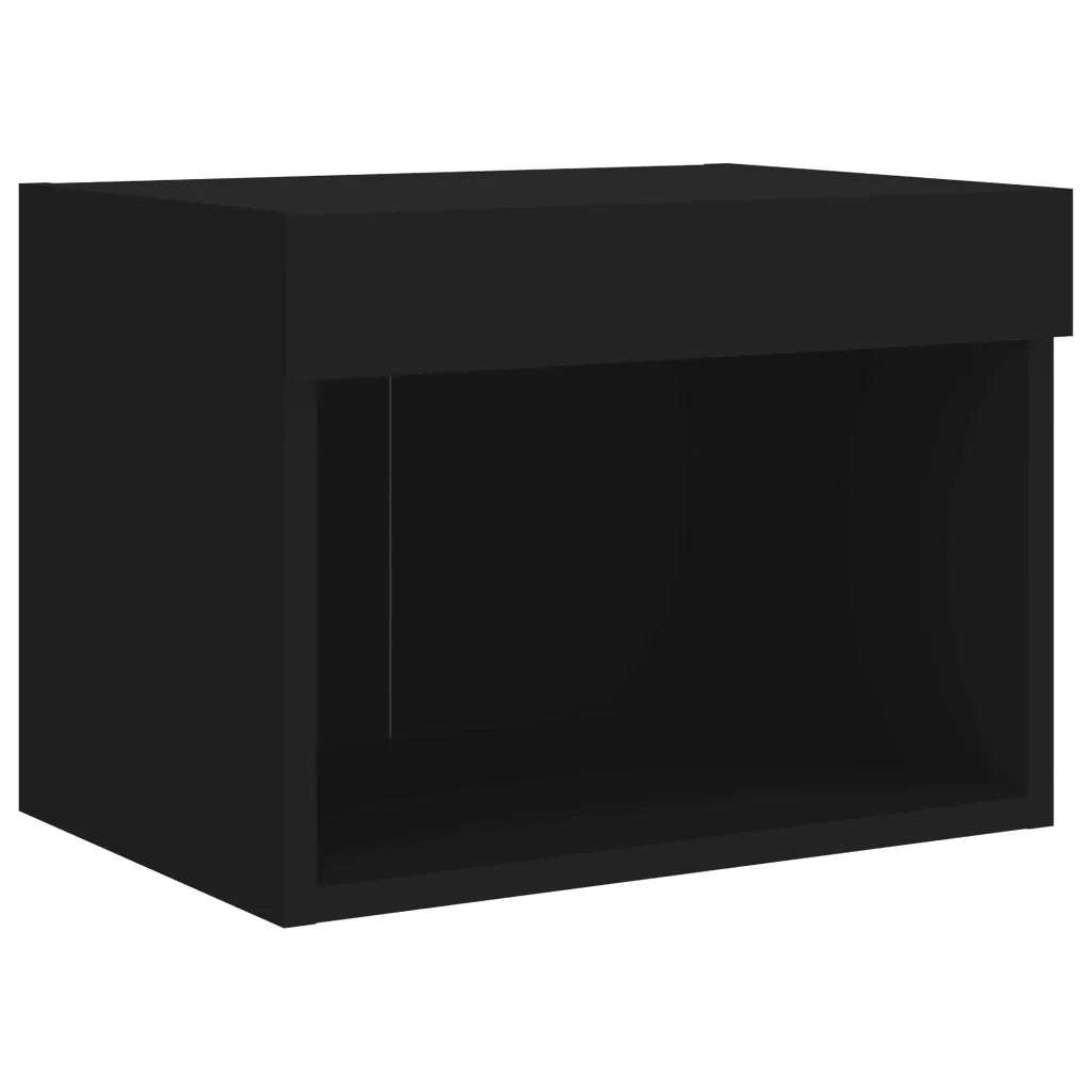Comodino con Luci LED a Parete-Tavolino da notte Nero 315481