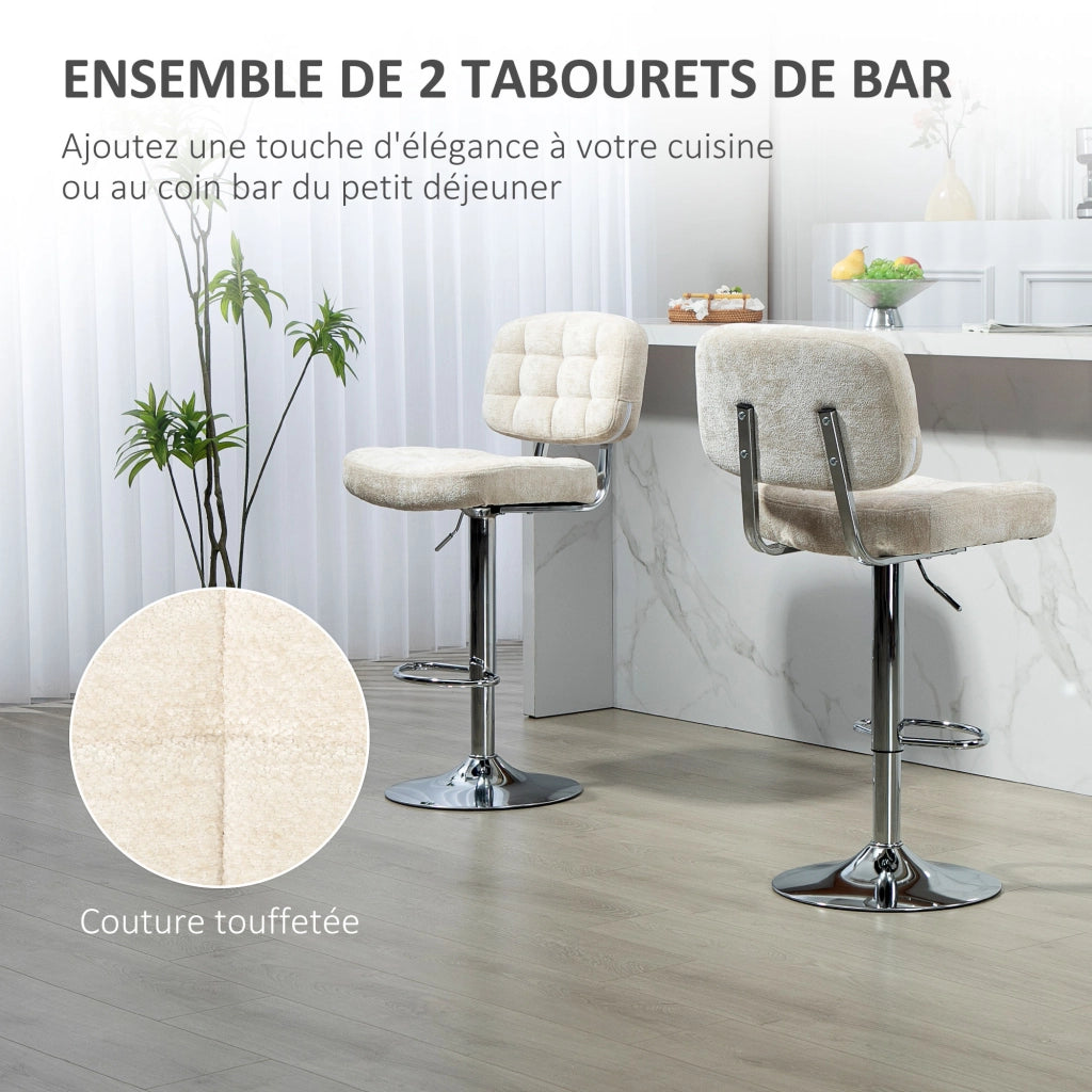 Sgabelli da bar con schienale, regolabili e poggiapiedi ¨C zephmum ¨C Struttura metallo, beige
